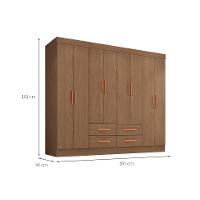 Guarda-Roupa Casal Lite 8 Portas 4 Gavetas Carvalho - 3