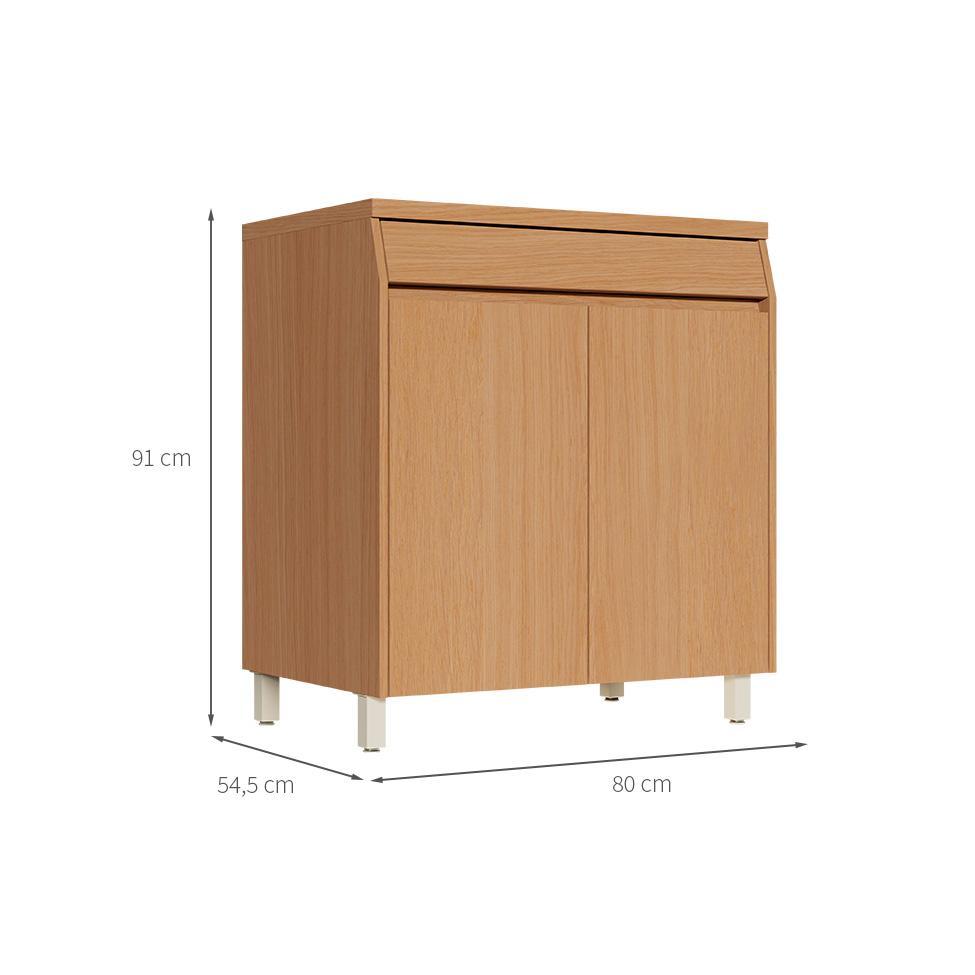 Balcão de Cozinha com Tampo Simone Mendes 100% MDF 2 Portas 1 Gaveta Carvalho - 3