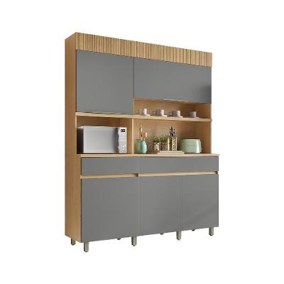 Cozinha Compacta Realeza 100% MDF 5 Portas 2 Gavetas Carvalho e Titânio