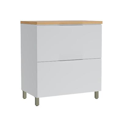 Balcão de Cozinha com Tampo Marquesa 100% MDF 1 Porta 1 Gaveta Branco e Nature