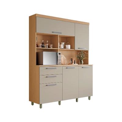Cozinha Compacta Nobreza 100% MDF 5 Portas 2 Gavetas Carvalho e Greice