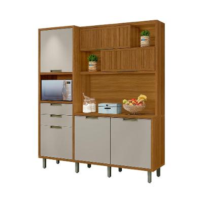 Cozinha Compacta Imperatriz 100% MDF 6 portas 2 Gavetas Freijó e Off White