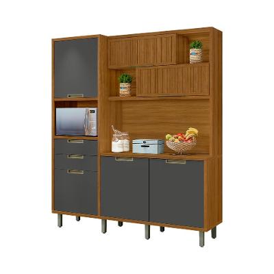 Cozinha Compacta Imperatriz 100% MDF 6 portas 2 Gavetas Freijó e Grafite