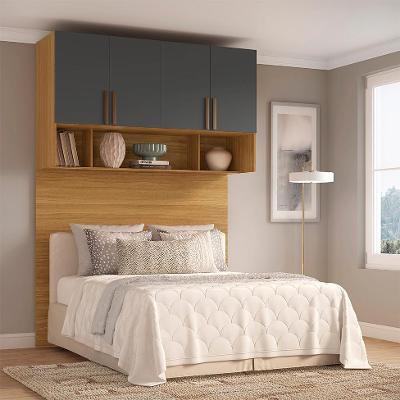 Guarda-Roupa Modulado Aéreo com Cabeceira Altezza Trend 4 Portas Freijó e Titânio 150 cm