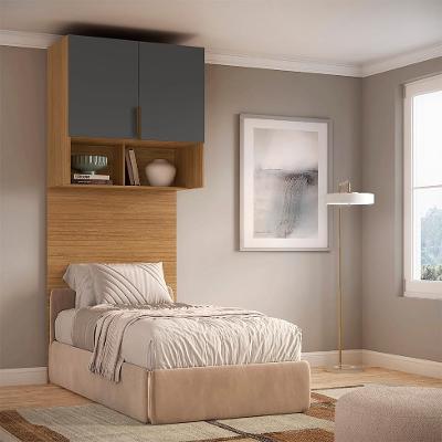 Guarda-Roupa Modulado Aéreo com Cabeceira Altezza Clean 2 Portas Freijó e Titânio