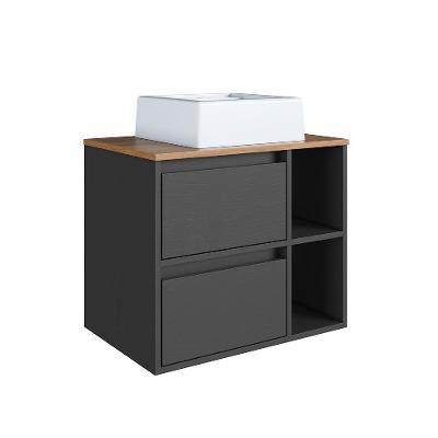 Gabinete Suspenso com Cuba Amara 1 Porta 1 Gaveta Mel e Grafite