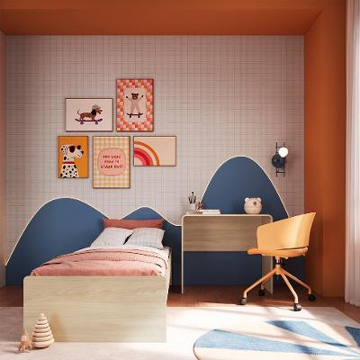 Cama Infantil com Escrivaninha Curve Carvalho