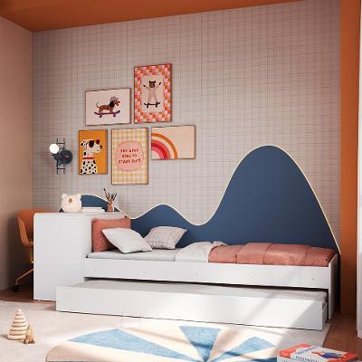 Cama Infantil com Cama Auxiliar e Escrivaninha Curve Branca