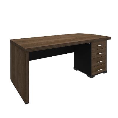Mesa de Escritório Executiva 4 GV Lado Direito Marrom e Preta
