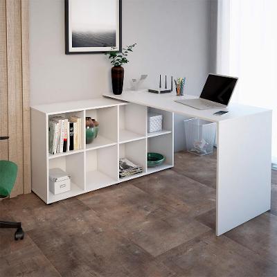 Mesa de Escritório em L Nero Branco