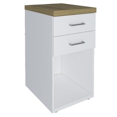 Mesa de Cabeceira Toq 2 Gavetas Branca e Olmo