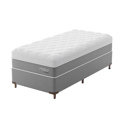 Cama Box Solteiro com Colchão Sublime Mola Ensacada e Espuma Viscoelástica (32x88x188) Cinza e Branco