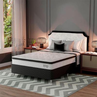 Cama Box com Colchão Casal Sigma Misto (22x138x188) Branco e Cinza
