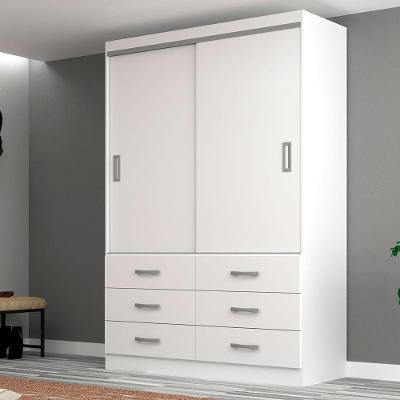Guarda-Roupa Solteiro Veneza 2 Portas 6 Gavetas Branco