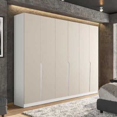 Guarda-Roupa Casal Porto 6 Portas 4 Gavetas Branco e Creme