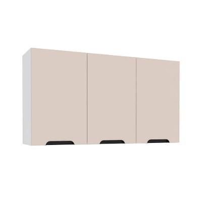 Armário Aéreo Meena 3 Portas Creme e Branco