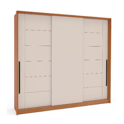 Guarda-Roupa Casal Lisboa 3 Portas 4 Gavetas Freijó e Creme