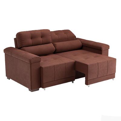 Sofá 3 Lugares Retrátil e Reclinável Smart Suede Marrom