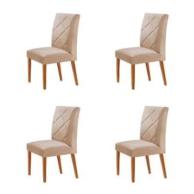 Conjunto com 4 Cadeiras Aurora Veludo Bege e Capuccino