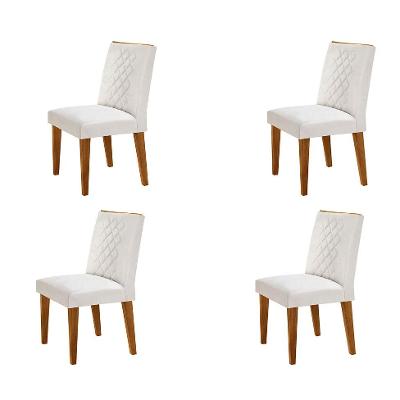 Conjunto com 4 Cadeiras Bari Veludo Pérola e Capuccino