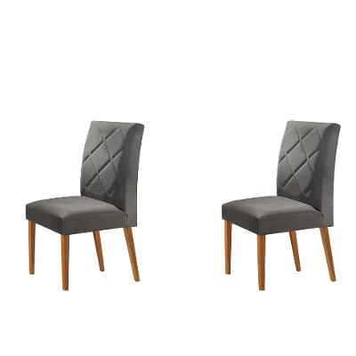 Conjunto com 2 Cadeiras de Jantar Aurora Grafite