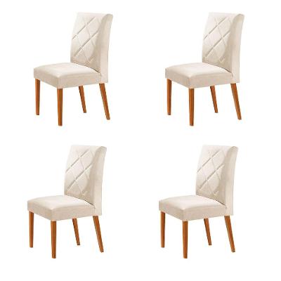 Conjunto com 4 Cadeiras Aurora Veludo Pérola e Capuccino