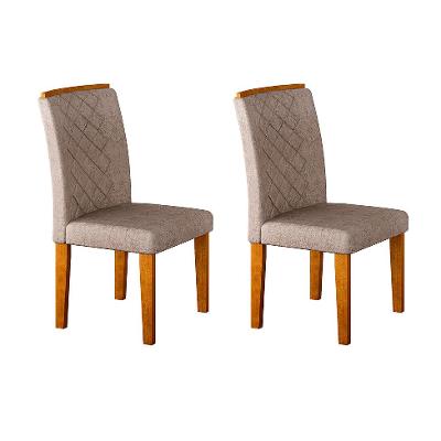 Conjunto com 2 Cadeiras de Jantar Maia Suede Amassado Imbuia