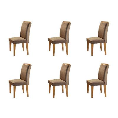 Conjunto com 6 Cadeiras Olivia Suede Animalle Chocolate e Capuccino