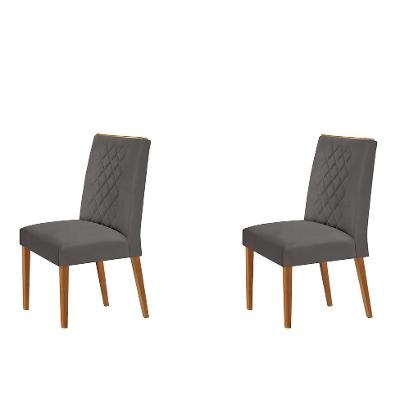 Conjunto com 2 Cadeiras de Jantar Bari Grafite
