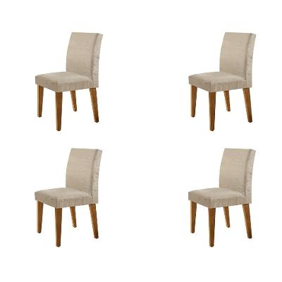 Conjunto com 4 Cadeiras Atenas Suede Amassado Chocolate e Capuccino