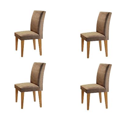 Conjunto com 4 Cadeiras Atenas Suede Animalle Chocolate e Capuccino