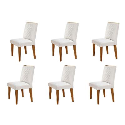 Conjunto com 6 Cadeiras Bari Veludo Pérola e Capuccino