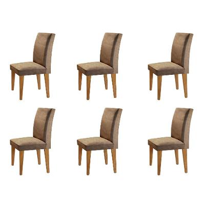 Conjunto com 6 Cadeiras Atenas Veludo Chocolate e Capuccino