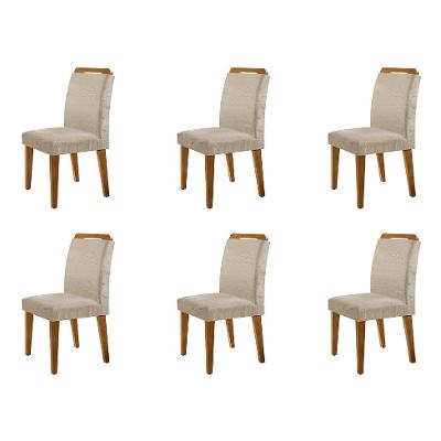 Conjunto com 6 Cadeiras Olivia Suede Amassado Chocolate e Capuccino
