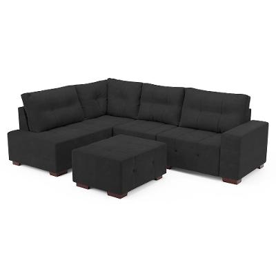 Sofá de Canto 8 Lugares Ipanema Suede Cinza Escuro