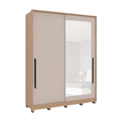 Guarda-Roupa Casal com Espelho Barcelona 2 Portas 4 Gavetas Carvalho e Off White