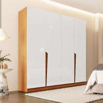 Guarda-Roupa Casal Porto 4 Portas 4 Gavetas Freijó e Branco