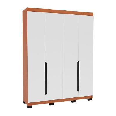 Guarda-Roupa Solteiro Madrid 4 Portas 4 Gavetas Freijó e Branco