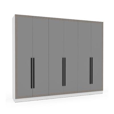 Guarda-Roupa Casal Valência 6 Portas 4 Gavetas Branco e Cinza