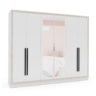 Guarda-Roupa Casal com Espelho Valência 6 Portas 4 Gavetas Branco