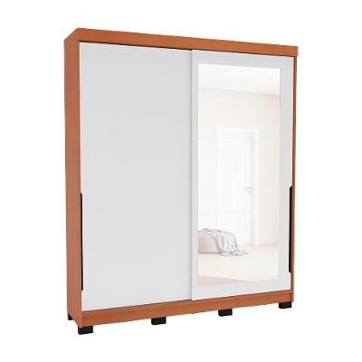 Guarda-Roupa Casal com Espelho Madrid 2 Portas 2 Gavetas Freijó e Branco
