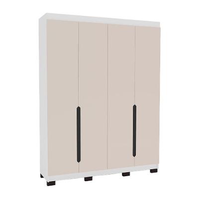 Guarda-Roupa Solteiro Madrid 4 Portas 4 Gavetas Branco e Creme