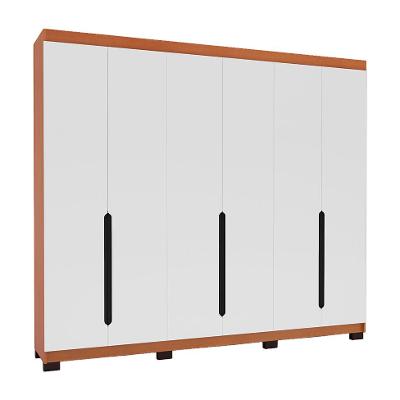Guarda-Roupa Casal Madrid 6 Portas 4 Gavetas Freijó e Branco