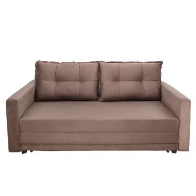 Sofá-Cama Casal 3 Lugares Trancoso Suede Liso Tabaco