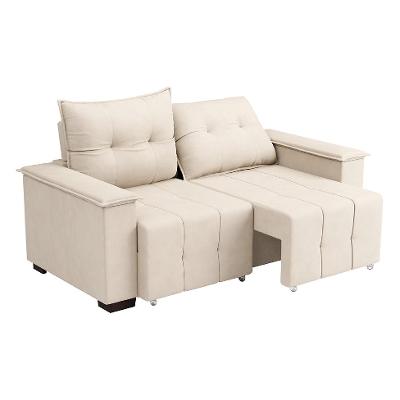 Sofá 3 Lugares Retrátil e Reclinável Slim Suede Bege