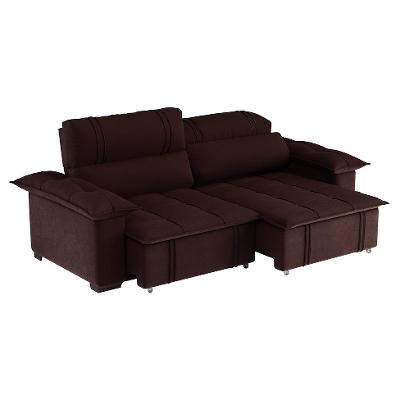 Sofá 4 Lugares Retrátil e Reclinável Zurique Suede Café