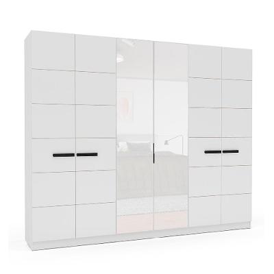 Guarda-Roupa Casal com Espelho Lisboa 6 Portas 4 Gavetas Branco