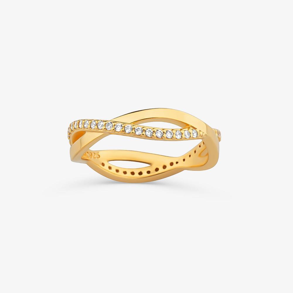 Anel Cravejado em Prata 925 com Banho De Ouro Amarelo 18K - 3