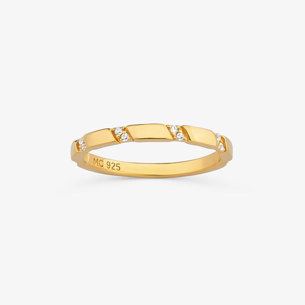 Anel Cravejado em Prata 925 com Banho De Ouro Amarelo 18K - 3