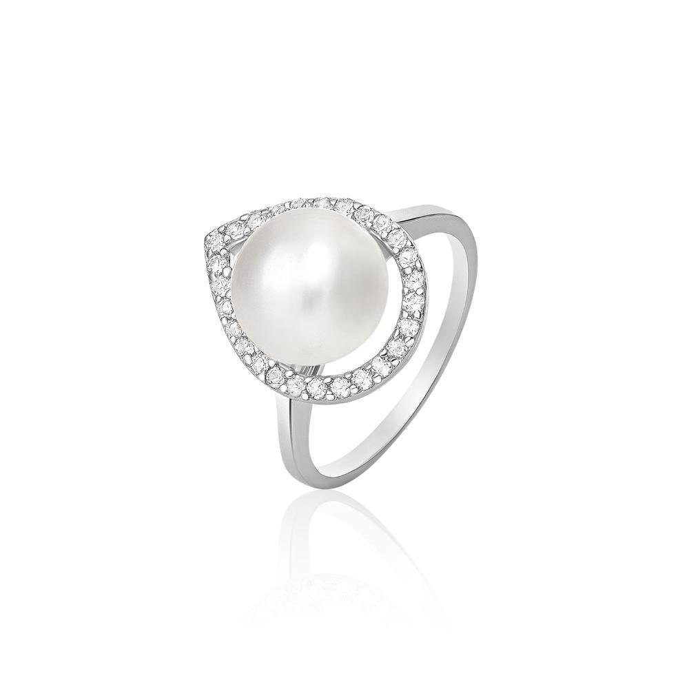 Anel Com Pérola e Topázio em Prata 925 - 9